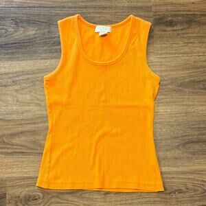 Express VINTAGEWomen’s Tricot Tank Top Size Small Orange Stretch Knit Sleeveless